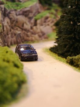 Little car on a road