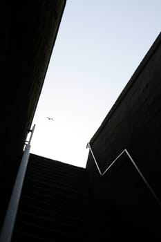 Holding on to the handrail