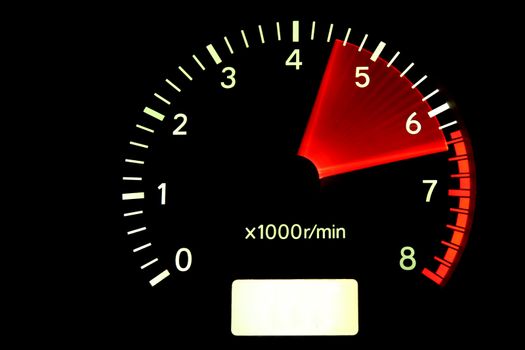 Tachometer reaching the red zone