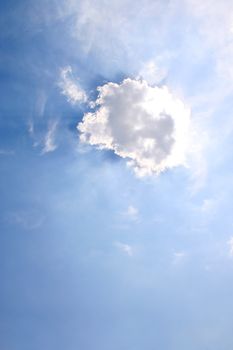 Sun hidding under a tiny cloud