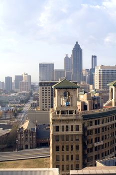 A vertical photo of Atlanta and it's skyline