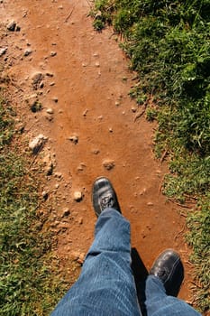 On a dirt path