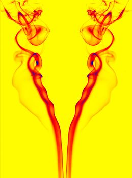 abstract colored smoke lines in a yellow background