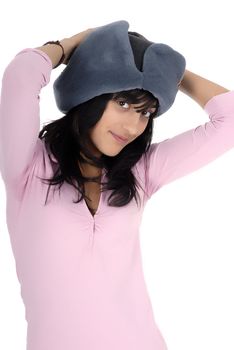 young girl with a russian hat portrait