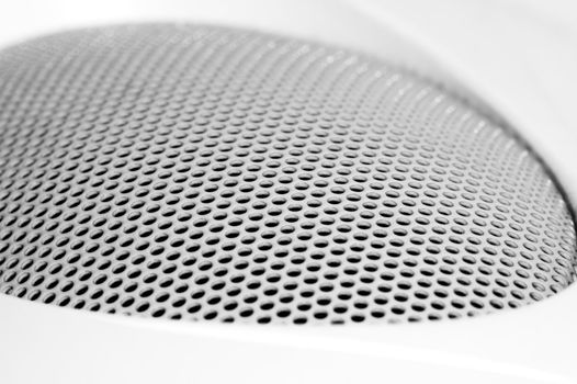 Close-up of a white sound box