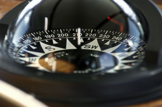 Close-up of a big boat compass