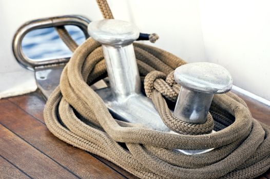 Close-up of a rope to secure boat to pier