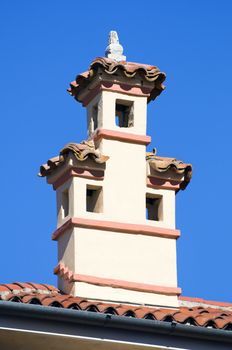 Close-up of a chimney against a blue sky