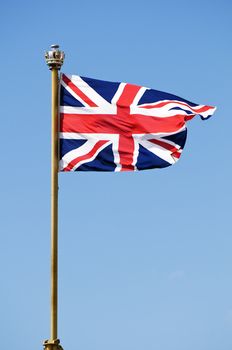 Great Britain flag blowing in the sky