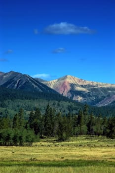 The Rocky Mountains of Colorado in a rural setting along the Continental Divide