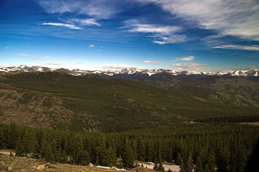 Colorado Mountain Peaks blue sky and snow