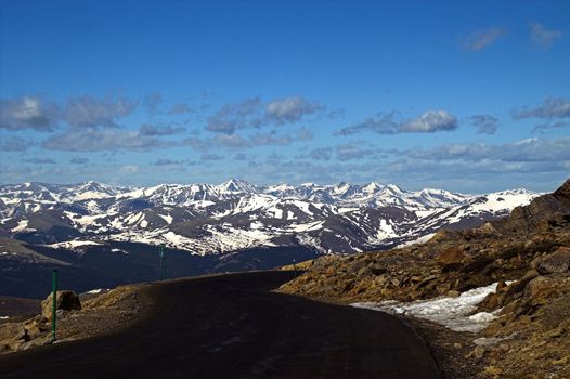 Mountain Road along Apline Tundra in Colorado