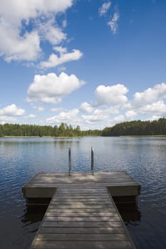 Swimming pier at a lake in Finland