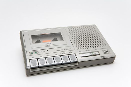 Portable cassette recorder. Old and scratchy.