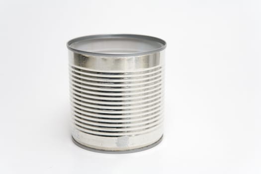 Tin can on a white background