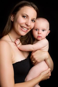 Beautiful mother woman holding baby