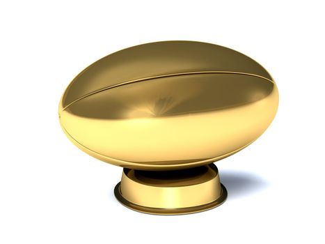 Close-up on a golden rugby trophy