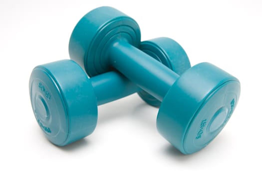 Pair of hand weights on a white background