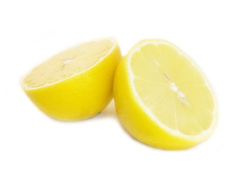 Split lemon on a white background