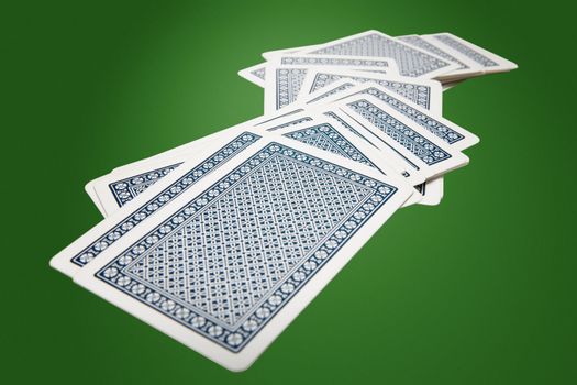 Stack of playing cards on a table