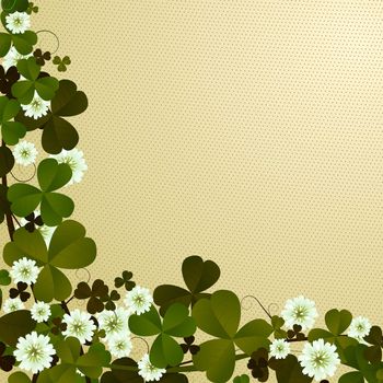 Corner, border design with clover leaves, Patrick's Day card