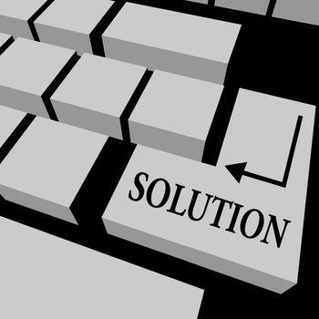 Illustration of a keyboard with "solution" written on a key