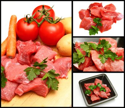 collage of red meat with ingredients