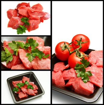 collage of red meat with ingredients