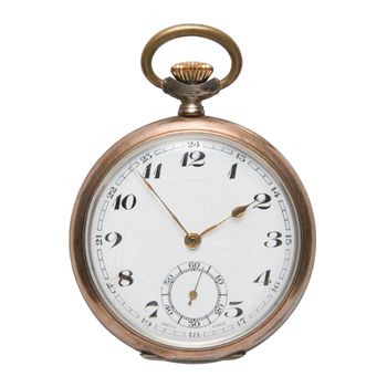 Vintage pocket watch isolated on a white background with a clipping path