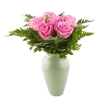 Arrangement of pink roses in a vase
