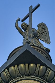 Angel sculpture atop the Alexander Column built by Auguste de Montferrand in 1834 to symbolize the Russian victory in war with Napoleon's France