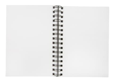 Blank open notebook on a white background