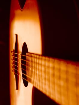 Detail of a beautiful acoustic guitar