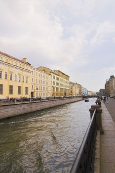 River Channel and Embankment in Saint Petersburg, Russia.