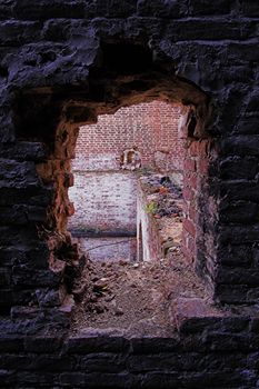 Ruins of Ancient Buildings on the New Holland Island in Saint Petersburg, Russia.