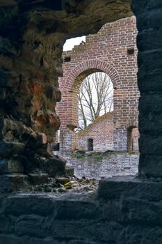 Ruins of Ancient Buildings on the New Holland Island in Saint Petersburg, Russia.