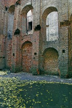 Ruins of Ancient Buildings on the New Holland Island in Saint Petersburg, Russia.