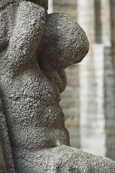 Old Small Sculpture of Girl Carrying Pitcher Behind Her Back