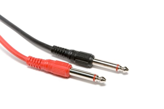 Audio cables on a white background