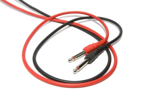 Audio cables on a white background