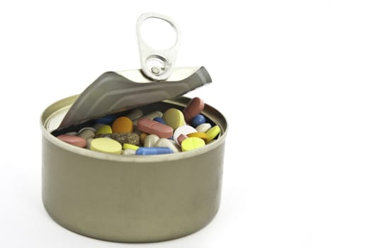 Close up of can full with pill