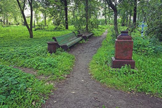 Old Deserted Cemetery in Saint Petersburg, Russia