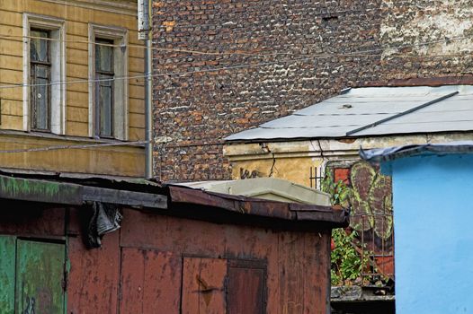 Walls of old buildings in back yard