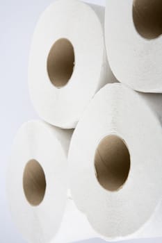 Pile of toilet paper rolls