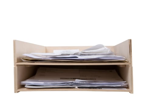 Wooden paper trays isolated on a white background with a clipping path