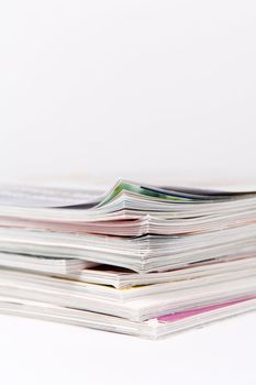 Stack of glossy periodical magazines