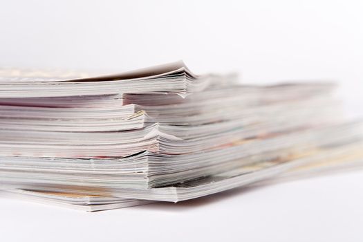 Stack of glossy periodical magazines