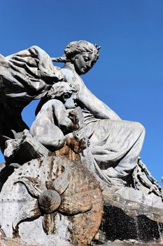 famous statue in Lyon city with blue sky