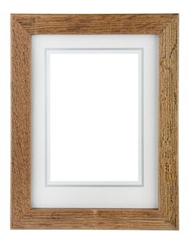 Wooden photo frame with border isolated on a white background