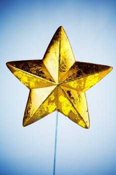 Christmas star decoration ornament with blue background